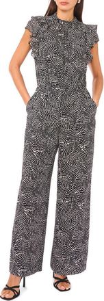 1.State Mock Neck Flutter Sleeve Chiffon Jumpsuit in Rich Black at Nordstrom Rack, Size Xx-Small