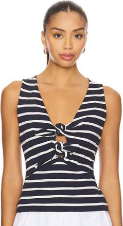 Nation Ltd Terri Tie Tank Top In Navy Playa Stripe