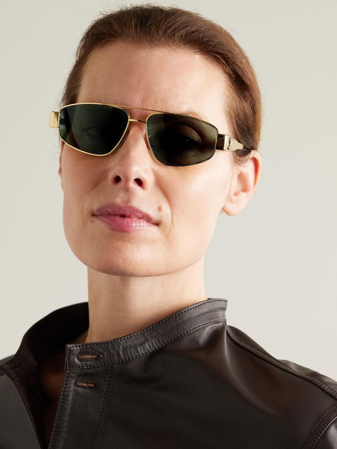 Celine Occhiali Da Sole In Metallo Dorato E Acetato Stile Aviator