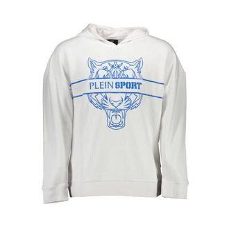 Plein Sport Hoodies, male, White, XL, Cotton Jumper