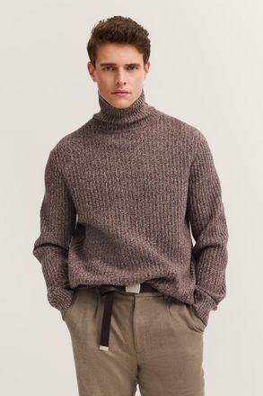 Bugatti Rollkragenpullover BUGATTI Regular Fit, Herren, Gr. 4XL, 20, braun, Rippstrick, 80% Wolle, 20% Polyamid, unifarben, regular fit, ohne Ausschnitt, Ripp