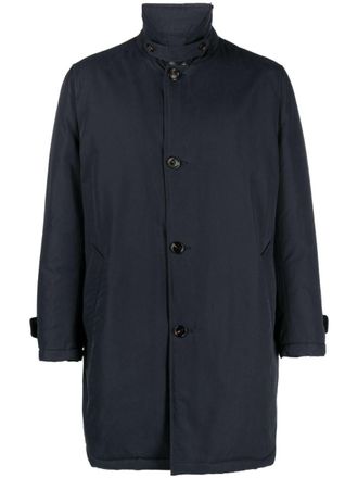 Brunello Cucinelli single-breasted cotton-blend coat - Blue