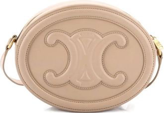 Celine Triomphe Oval Leather crossbody bag - Beige