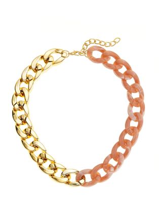 Lascana Panzerkette LASCANA, Damen, Gr. Kunstharz Kunststoff, bunt (goldfarben, mauve), Kunstharz, Kunststoff, Halsketten Panzerkette, in bicolor, Collier, Gl