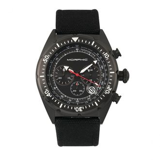 Morphic Mens M53 Series Chronograph Fiber-Weaved Leather-Band Watch w/Date - Black Stainless Steel - One Size