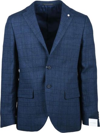 Luigi Bianchi Mantova Jassen, Heren, Blauw, M, Katoen, Giacca Sfiancata