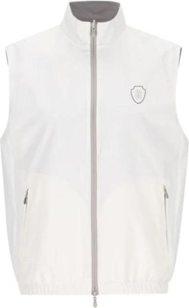 Brunello Cucinelli Witte Omkeerbare Vest met Ritszakken - Heren - Bodywarmers - Wit - M - Nylon - Jassen