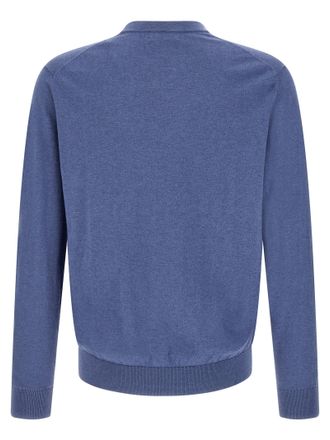 Ballantyne Argyle Jacquard Cotton and Cashmere Blend Cardigan - Blue