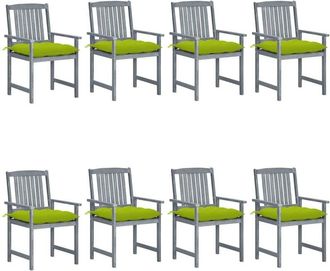 vidaXL Vidaxl - Sillas De Jard&iacute;n Con Cojines 8 Uds Madera Maciza De Acacia Gris