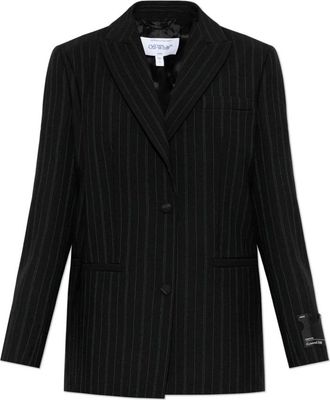 Off-white Wol Blazer met Gesloten Rever - Dames - Blazers - Zwart - XS - Wol - Jassen