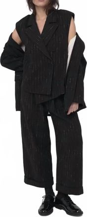 Baci Striped Blazer Vest In Black With Ivory Stripe