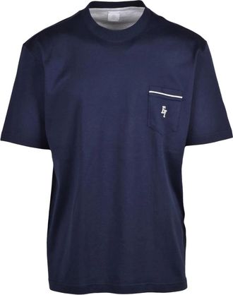 Eleventy T-shirt met ronde hals - Heren - T-shirts - Blauw - 2XL - Katoen - Tops