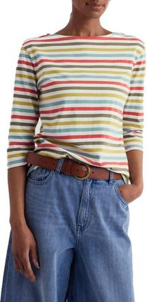 Seasalt Cornwall Sailor Stripe Three Quarter Sleeve Organic Cotton T-Shirt in Quad Mini Cornish Av at Nordstrom, Size 4