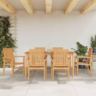 Berkfield Home 7 Piece Garden Dining Set Solid Wood Teak in Brown
