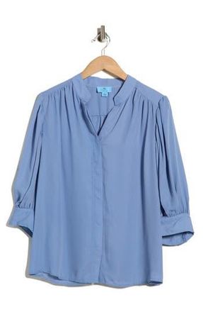 CeCe by Cynthia Steffe Split Neck Button-Up Shirt in Blue Blossom at Nordstrom Rack, Size 3X