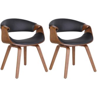 Clp Set di 2 sedie da pranzo Foley Rovere/nero Finta pelle