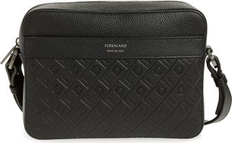 Ferragamo Embossed Gancini Shoulder Bag in Nero at Nordstrom