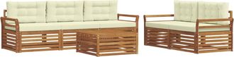 vidaXL Conjunto De Sof&aacute;s De Exterior 6 Uds. Natural Y Crema Vidaxl