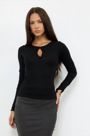 La Made Florian Long Sleeve Tee In Black