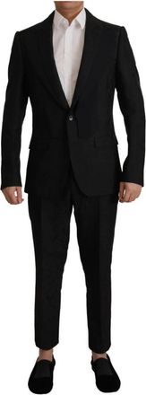 Dolce & Gabbana Elegant Zwart Tweedelig Martini Pak - Heren - Business pakken - Zwart - M - Tweed - Kostuums