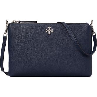 Tory Burch Mercer Pebbled Zip Crossbody Bag in Dark Sky at Nordstrom