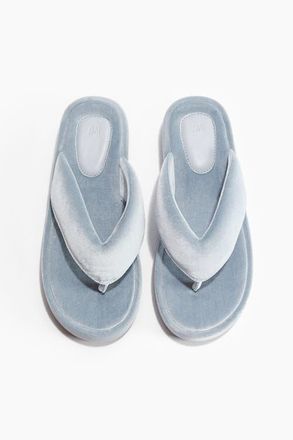 H&M Velour Flip-flops in Dusty Blue at Nordstrom, Size 10