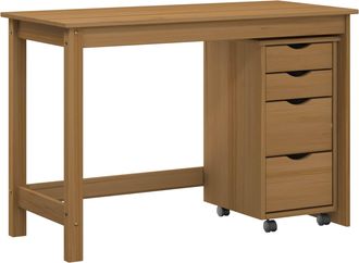 vidaXL Juego De Escritorio Y Armario Rodante Moss 2 Uds. Marr&oacute;n Miel Vidaxl