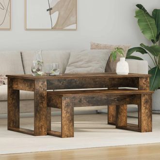 vidaXL Vidaxl Set Di Tavolini Da Caff&egrave; 2 Pz Rovere Fum&eacute; 100 X 50 X 42 Cm