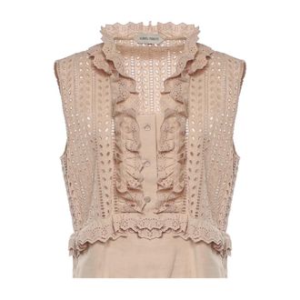 Alberta Ferretti Alberta Ferretti, Sleeveless Tops, female, Pink, Size: M Topwear Sangallo Disegno Foglia