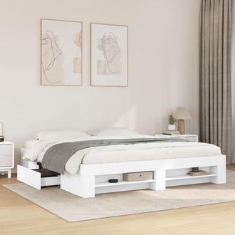Berkfield Home Bed Frame without Mattress White 200x200 cm Engineered Wood