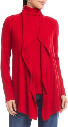 Karen Kane Rib Draped Open Front Cardigan in Red at Nordstrom, Size X-Small