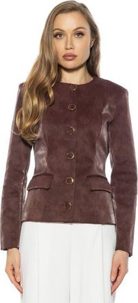 Alexia Admor Brivan Crewneck Classic Blazer in Burgundy at Nordstrom, Size 12