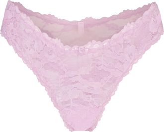 SKIMS Stretch-lace Dipped Thong - Light Pink - L (UK16-18)