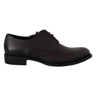 Dolce & Gabbana Elegante Zwarte Leren Derby Schoenen - Heren - Nette schoenen - Zwart - 41 EU - Leer - Schoenen