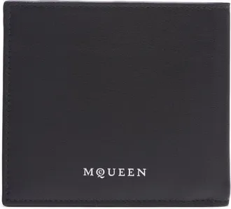 Alexander McQueen Leather Biffold Wallet in Black/Silver at Nordstrom