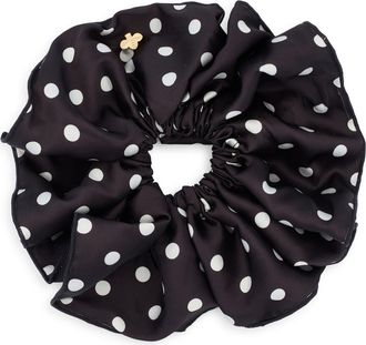 L. Erickson Dottie Polka Dot Scrunchie in Black/White at Nordstrom