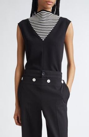 Proenza Schouler Prescott Knit Panel Sleeveless Crepe Top in Black Multi at Nordstrom Rack, Size 10