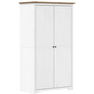 vidaXL Armario bodo madera maciza de pino blanco marrón 99x53,5x173 cm Vidaxl