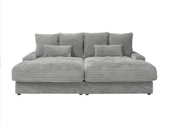 VENTE-UNIQUE.COM Sof&aacute; fijo terciopelo 3 plazas gris 232x170cm