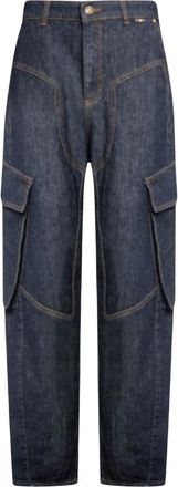 Fracomina Cargo Jeans - Dames - Regular Fit Jeans - Blauw - W28 - Denim - Jeans
