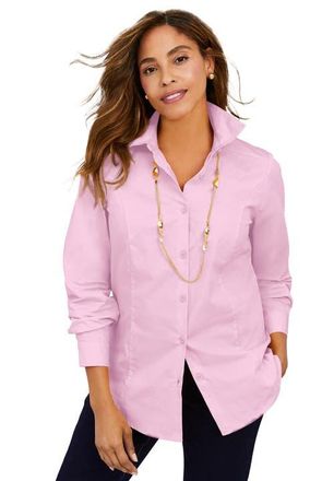 Jessica London Stretch Poplin Shirt in Pink at Nordstrom, Size 36