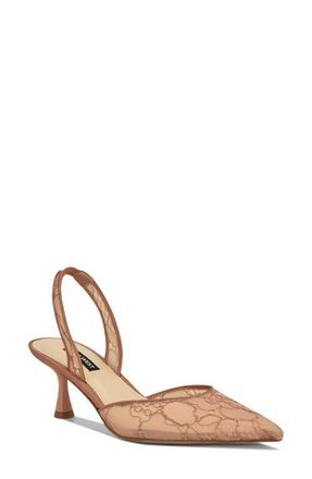 Nine West Rizze Slingback Pointed Toe Kitten Heel Pump in Light Natural at Nordstrom, Size 8.5