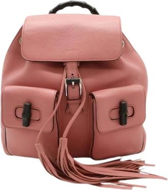 Gucci Pre-owned Backpacks, female, Pink, Size: ONE SIZE Pre-owned Vintage Bamboo Backpack