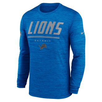 Nike Detroit Lions Sideline Team Issue Velocity Nike Mens Dri-FIT NFL Long-Sleeve T-Shirt in Blue | 02EQ45A9J-CH4