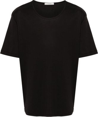 Christophe Lemaire ribbed U-neck T-shirt - men - Cotton - L - Black