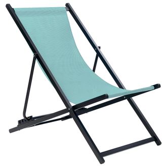 Beliani Tumbona De Jard&iacute;n De Metal Azul Turquesa Negro Respaldo Reclinable Plegable Locri Ii