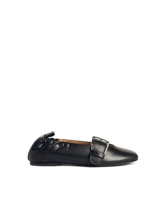Ganni Ballet Flats With Strap And Buckle In Black Oleatex