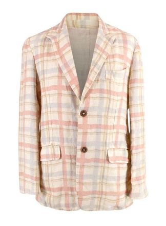 Etro Pastel Checked Linen Blazer Size L
