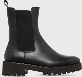 Ann Mashburn Womens Lug Chelsea Boot In Black Leather