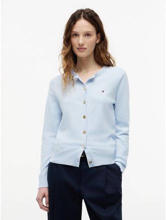 Tommy Hilfiger Womens Organic Cotton Jersey Cardigan - Blue - XXS